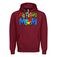 Burgundy autism mom Zipper Hoodie - Artiststas