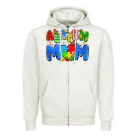 Oatmeal Heather autism mom Zipper Hoodie - Artiststas