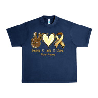 Navy Peace Love Cure Bone Cancer Urban Heavy Tee - Jasminsmagicworld