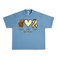 Pebble Blue Peace Love Cure Bone Cancer Urban Heavy Tee - Jasminsmagicworld