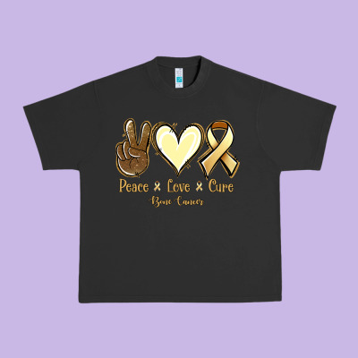 Peace Love Cure Bone Cancer Urban Heavy Tee Designed By Jasminsmagicworld