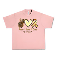 Salmon Peace Love Cure Bone Cancer Urban Heavy Tee - Jasminsmagicworld