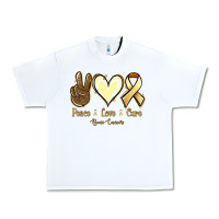 White Peace Love Cure Bone Cancer Urban Heavy Tee - Jasminsmagicworld