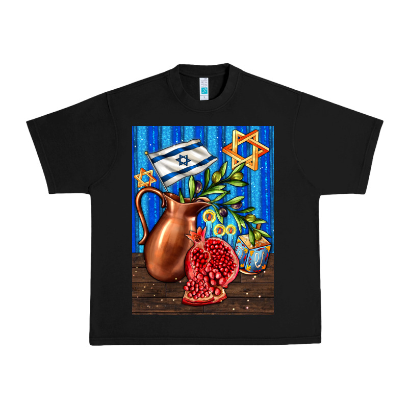 Hanukkah Table With Oil Pitcher Urban Heavy Tee by AdoDesignShop | Teevron