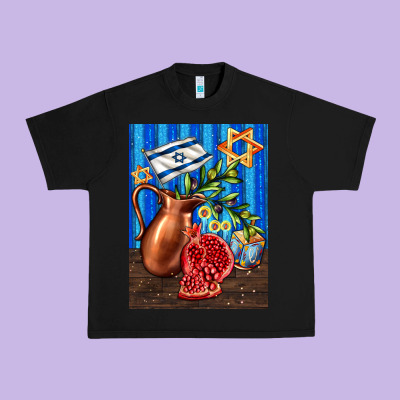 Hanukkah Table With Oil Pitcher Urban Heavy Tee Designed By Adodesignshop