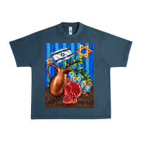 Midnight Navy hanukkah table with oil pitcher Urban Heavy Tee - AdoDesignShop
