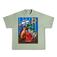 Oil Green hanukkah table with oil pitcher Urban Heavy Tee - AdoDesignShop