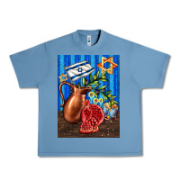 Pebble Blue hanukkah table with oil pitcher Urban Heavy Tee - AdoDesignShop