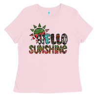 Bubblegum Pink hello sunshine Ladies Tee - SublimationCraftShop