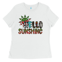 White hello sunshine Ladies Tee - SublimationCraftShop