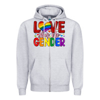 Heather Grey love has no gender Zipper Hoodie - Artiststas