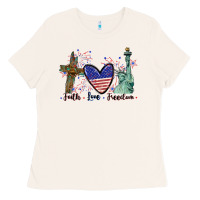 Bone Faith love Freedom 4th of july Ladies Tee - CowGirlArtShop