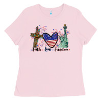 Faith Love Freedom 4th Of July Ladies Tee | Teevron