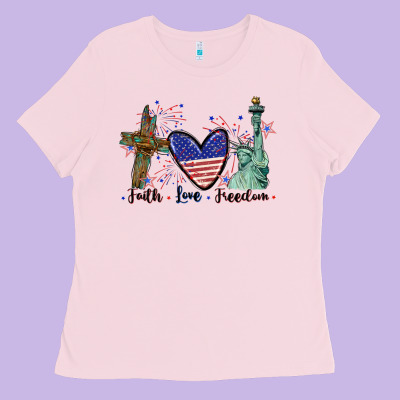 Faith Love Freedom 4th Of July Ladies Tee Designed By Cowgirlartshop