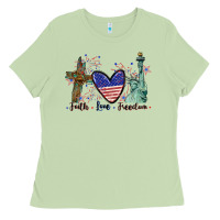 Matcha Faith love Freedom 4th of july Ladies Tee - CowGirlArtShop