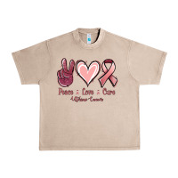 French Oak Peace Love Cure Uterine Cancer Urban Heavy Tee - Jasminsmagicworld