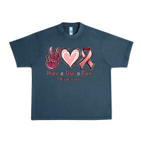 Midnight Navy Peace Love Cure Uterine Cancer Urban Heavy Tee - Jasminsmagicworld
