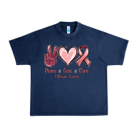 Navy Peace Love Cure Uterine Cancer Urban Heavy Tee - Jasminsmagicworld