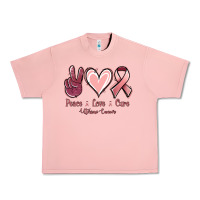 Salmon Peace Love Cure Uterine Cancer Urban Heavy Tee - Jasminsmagicworld