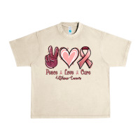 Sandshell Peace Love Cure Uterine Cancer Urban Heavy Tee - Jasminsmagicworld