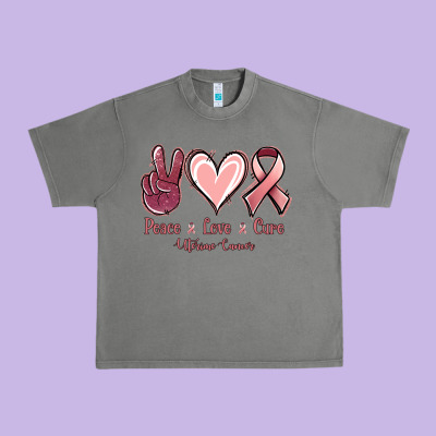 Peace Love Cure Uterine Cancer Urban Heavy Tee Designed By Jasminsmagicworld