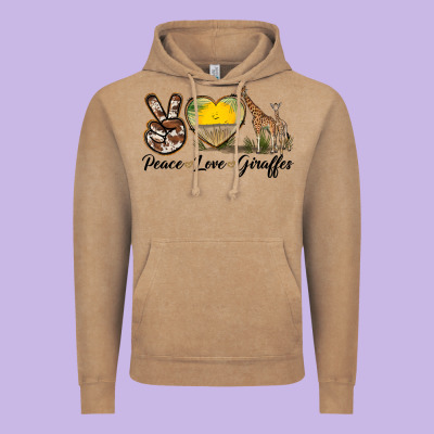Peace Love Giraffes Vintage Hoodie Designed By Lillyallendesigns