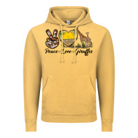 Vintage Mustard Peace Love Giraffes Vintage Hoodie - LillyAllenDesigns