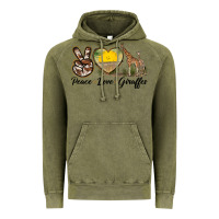 Vintage Olive Peace Love Giraffes Vintage Hoodie - LillyAllenDesigns