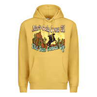 Antique Gold Ain't goin down til the sun comes up Cowboy Premium Hoodie - HowdyJamesFarm