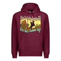 Burgundy Ain't goin down til the sun comes up Cowboy Premium Hoodie - HowdyJamesFarm
