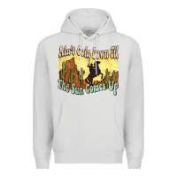 Dove Grey Ain't goin down til the sun comes up Cowboy Premium Hoodie - HowdyJamesFarm