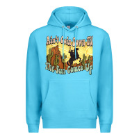 Ocean Blue Ain't goin down til the sun comes up Cowboy Premium Hoodie - HowdyJamesFarm