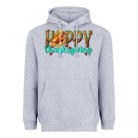 Heather Grey Happy Thanksgiving with Turkey Heavyweight Hoodie - texasbilliewilder