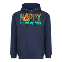 Navy Happy Thanksgiving with Turkey Heavyweight Hoodie - texasbilliewilder