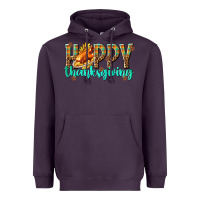 Plum Happy Thanksgiving with Turkey Heavyweight Hoodie - texasbilliewilder