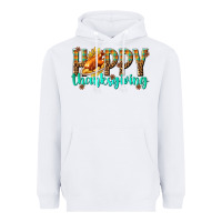White Happy Thanksgiving with Turkey Heavyweight Hoodie - texasbilliewilder