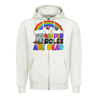 Oatmeal Heather gender roles are dead Zipper Hoodie - Artiststas