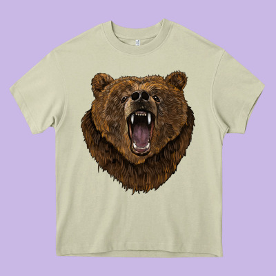 Bear Head Heavy Core Tee Designed By Barkaloodesign