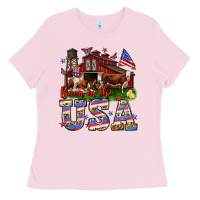 Bubblegum Pink Barn in the USA Ladies Tee - Neo Western