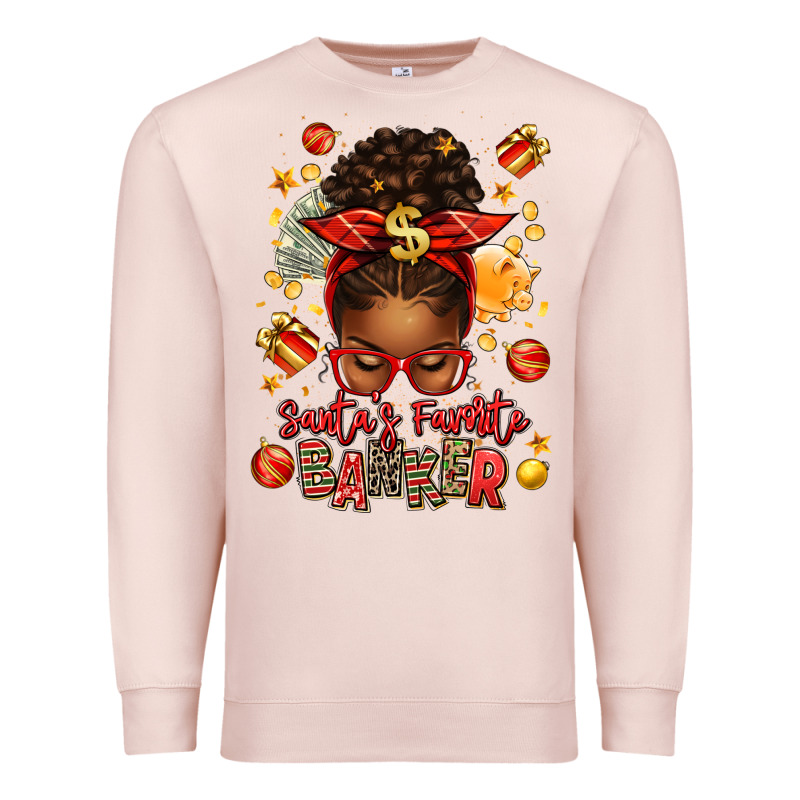 Santa Favorite Banker Afro Messy Bun Premium Sweatshirt by texasbilliewilder | Teevron