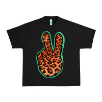 Black Orange Leopard Peace Sign Urban Heavy Tee - Jasminsmagicworld