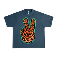 Midnight Navy Orange Leopard Peace Sign Urban Heavy Tee - Jasminsmagicworld