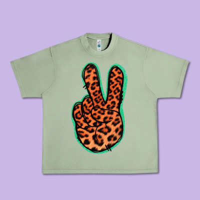 Orange Leopard Peace Sign Urban Heavy Tee Designed By Jasminsmagicworld