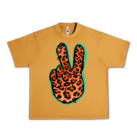 Peanut Butter Orange Leopard Peace Sign Urban Heavy Tee - Jasminsmagicworld