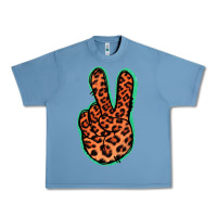 Pebble Blue Orange Leopard Peace Sign Urban Heavy Tee - Jasminsmagicworld