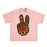 Salmon Orange Leopard Peace Sign Urban Heavy Tee - Jasminsmagicworld