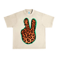 Sandshell Orange Leopard Peace Sign Urban Heavy Tee - Jasminsmagicworld
