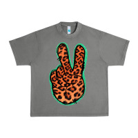 Tornado Orange Leopard Peace Sign Urban Heavy Tee - Jasminsmagicworld