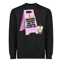 Black caution i haven't had my coffee yet Heavyweight Sweatshirt - MaliasSmallBusiness