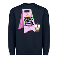 Navy caution i haven't had my coffee yet Heavyweight Sweatshirt - MaliasSmallBusiness